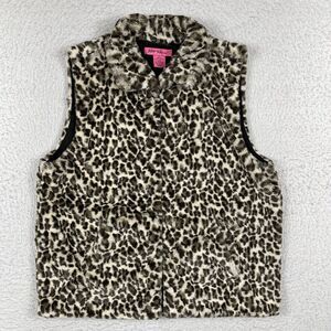 Betsey Johnson Jacket Womens Medium Cheetah Faux Fur Vest Mob‎ Wife Fashion